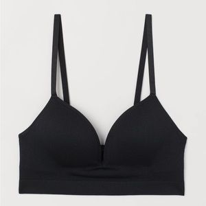 H&M Seamless Wireless Black Push-Up bra size 38C/85C
